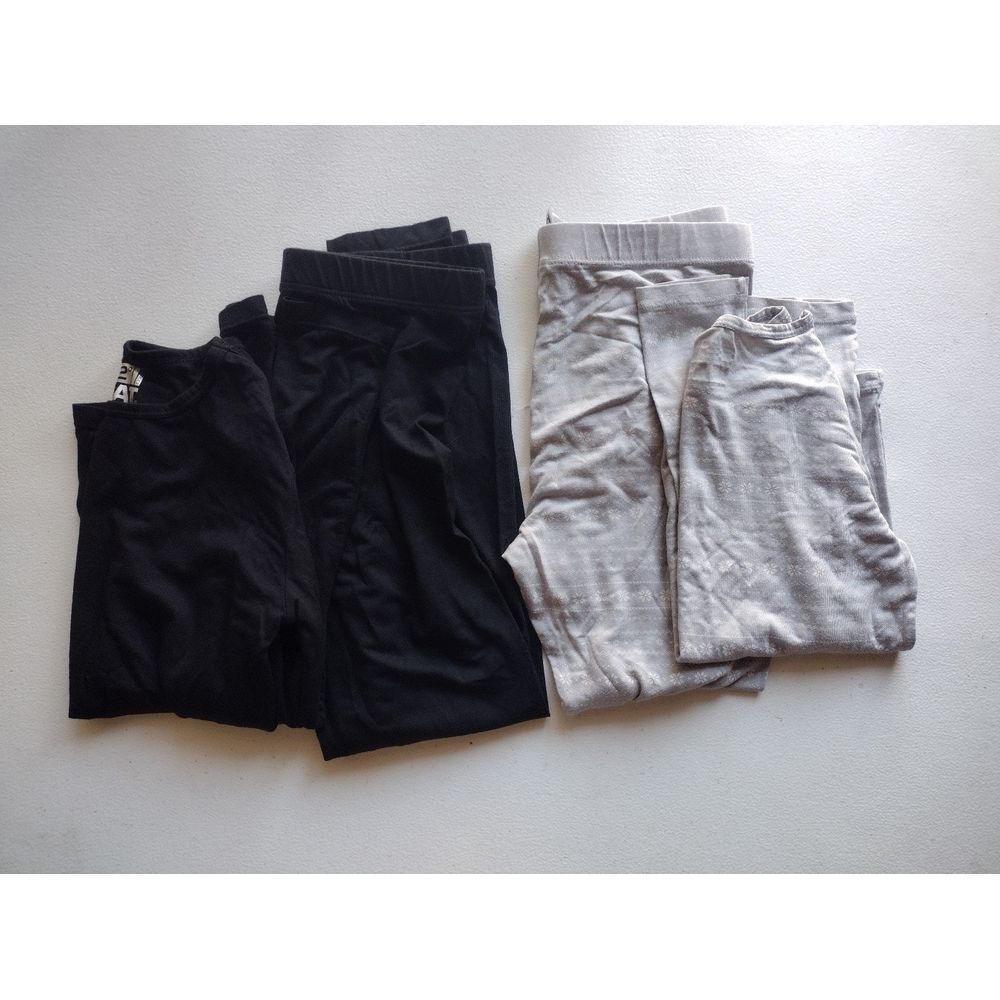 32 Degrees Heat Kids‎ Base Layer Set 2pk Black Grey Snowflake Thermal Small 6/7